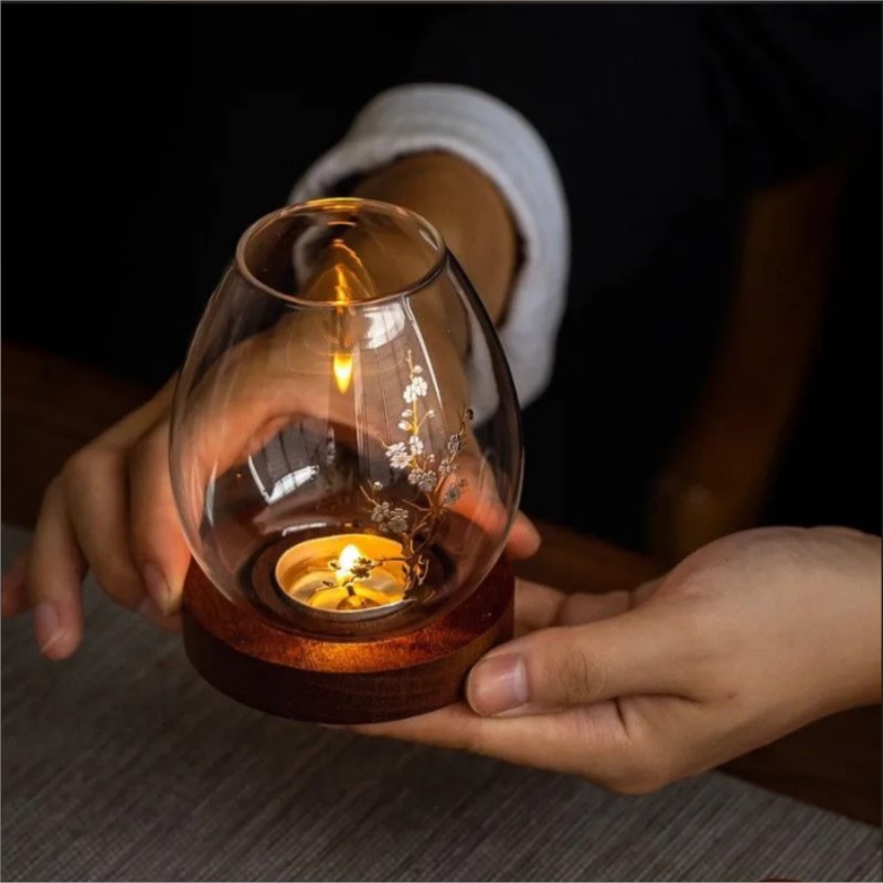 Candle Holder Decor - Suporte de vela de vidro transparente