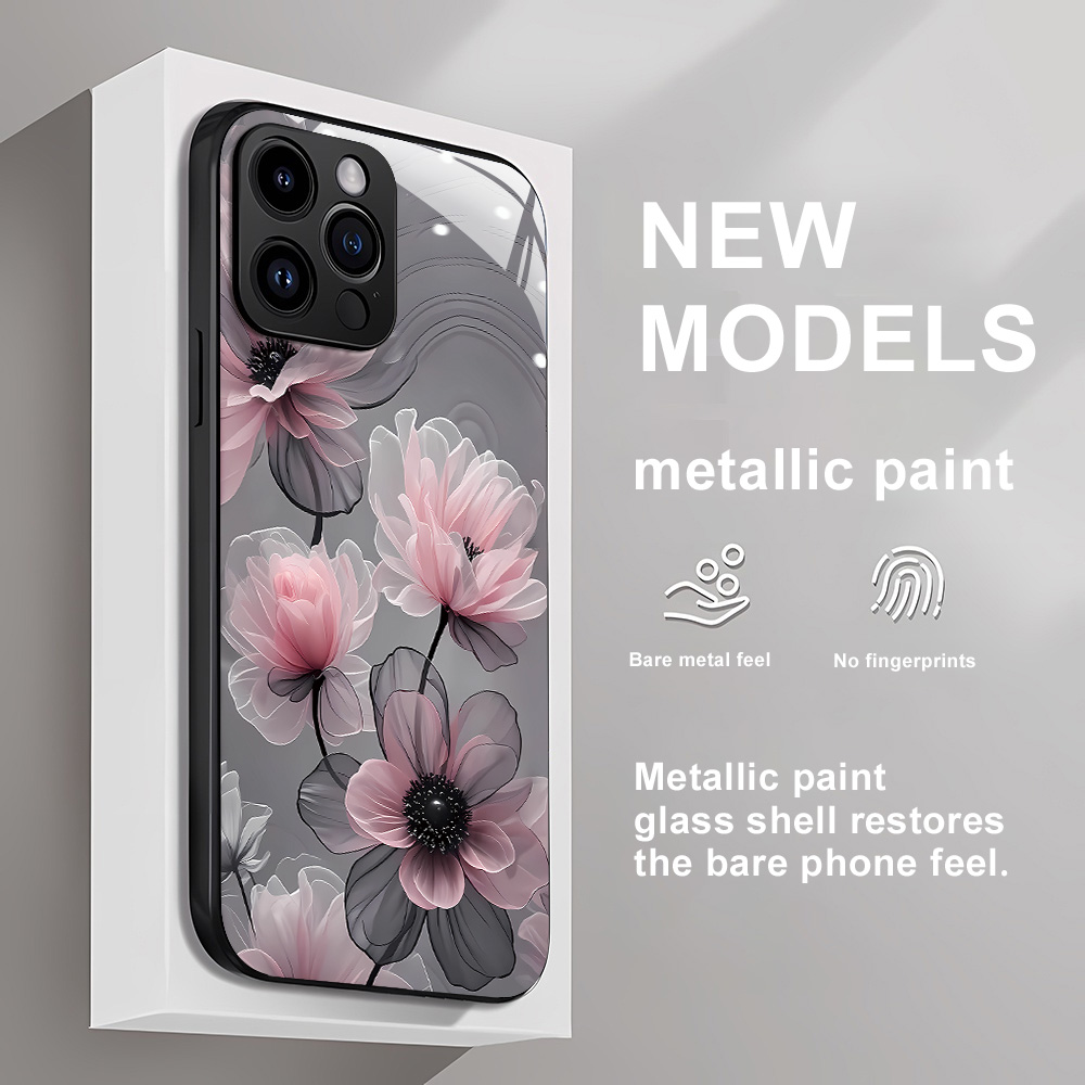 Vase Decor - Flower Tempered Glass Case For iPhone