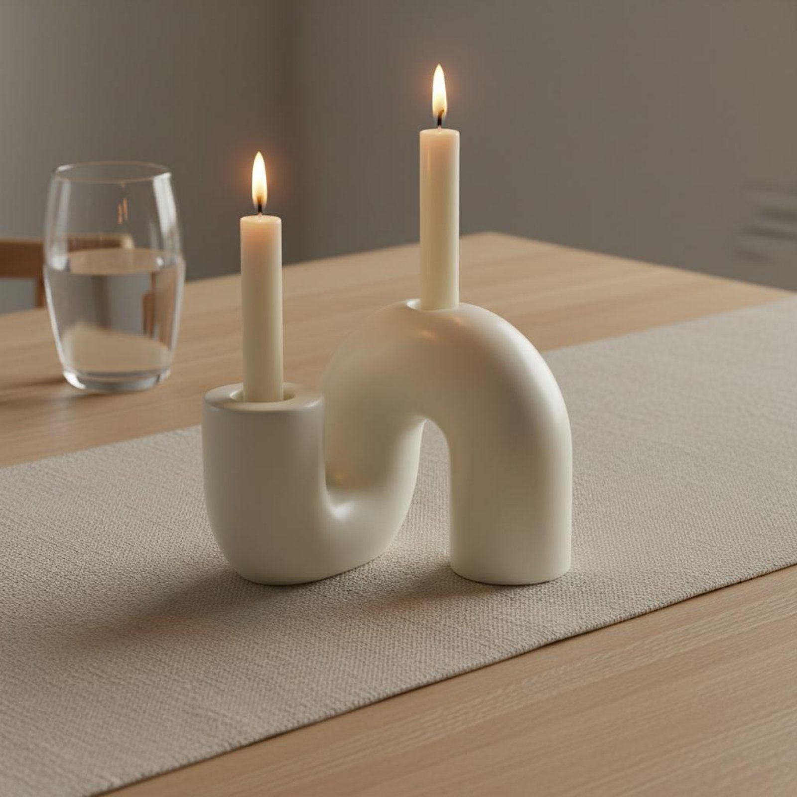 Candle Holder Decor - Suporte de Vela de Cerâmica Ondulado