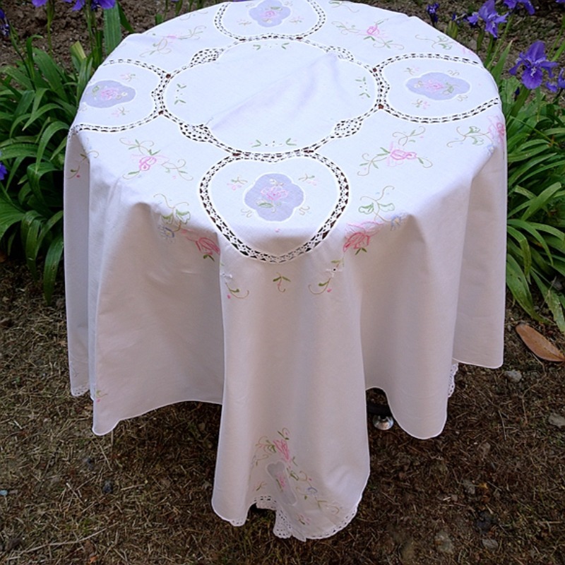Table Runner - Algodão puro pequena máquina bordado flor