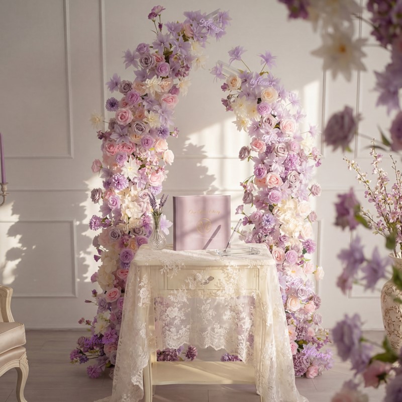 Table Runner - Flores Artificiais 5D Uflower Lírios Roxos