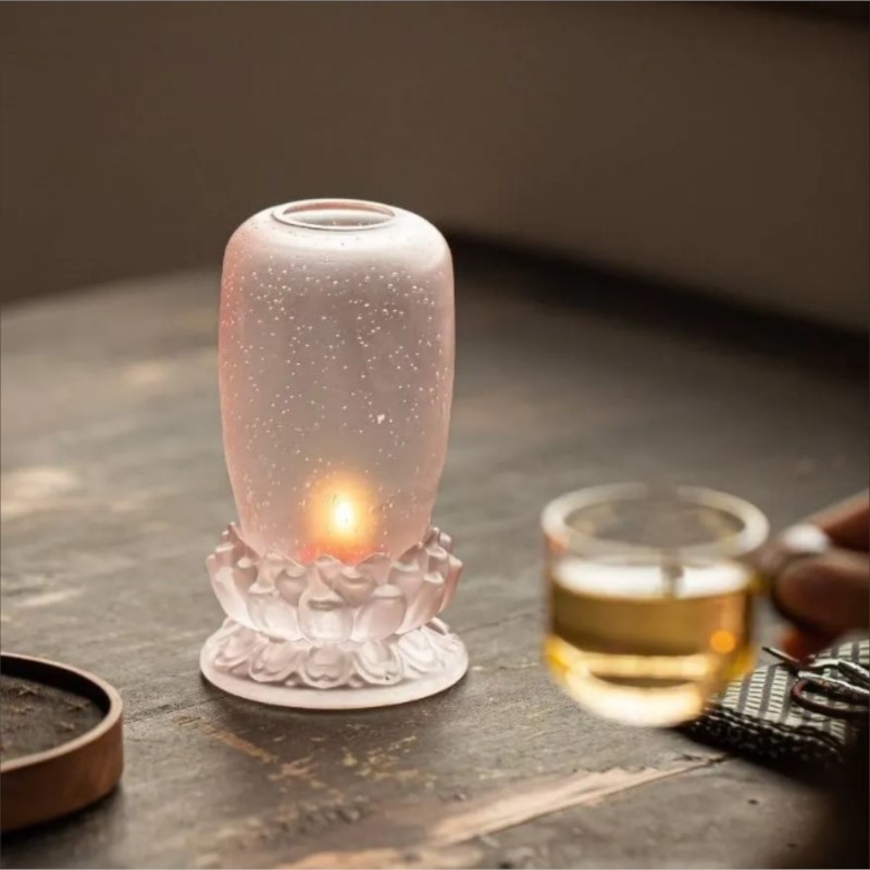 Candle Holder Decor - Abajur de Vidro Lótus Antigo para