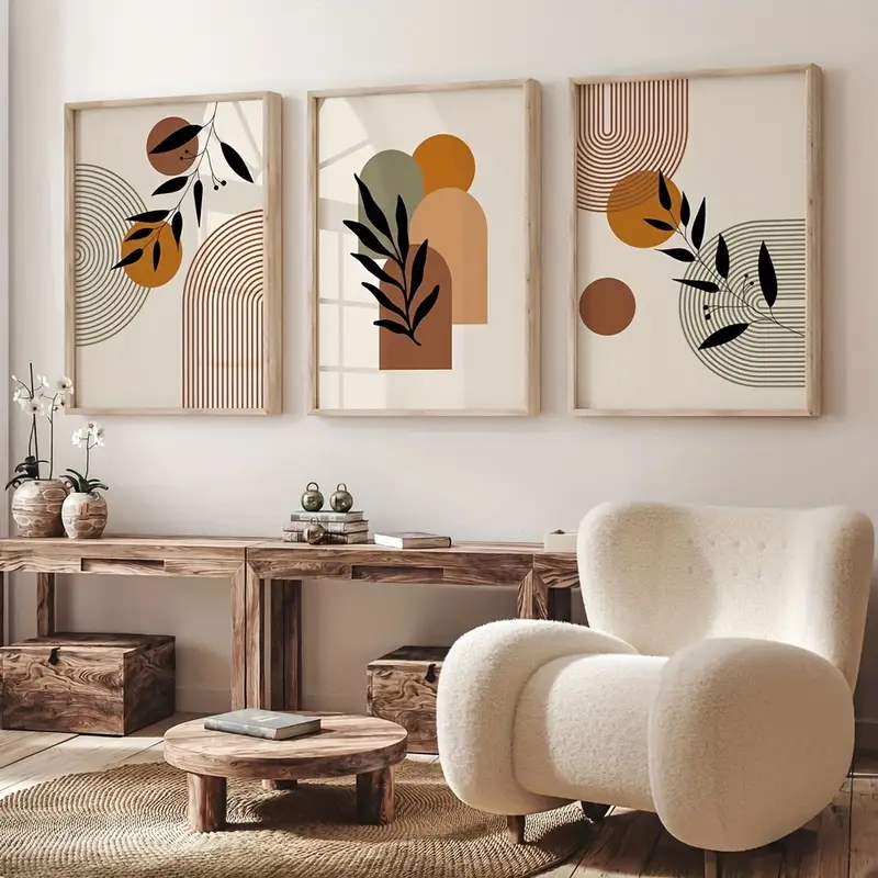 Abstract Canvas Set - Conjunto de 3 Pôsteres Abstratos Geométricos