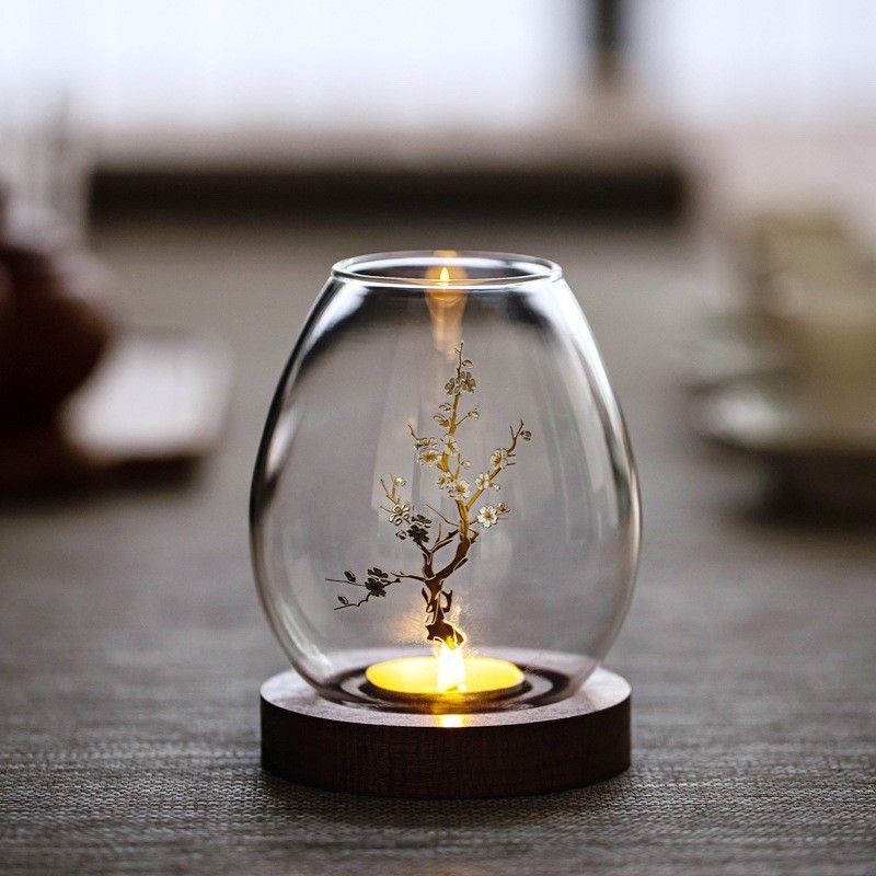 Suporte de vela de vidro trans - Candle Holder Decor avaliação e preço