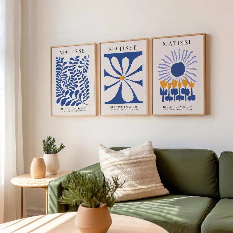 Conjunto de 3 impressões Blue  - Abstract Canvas Set avaliação e preço