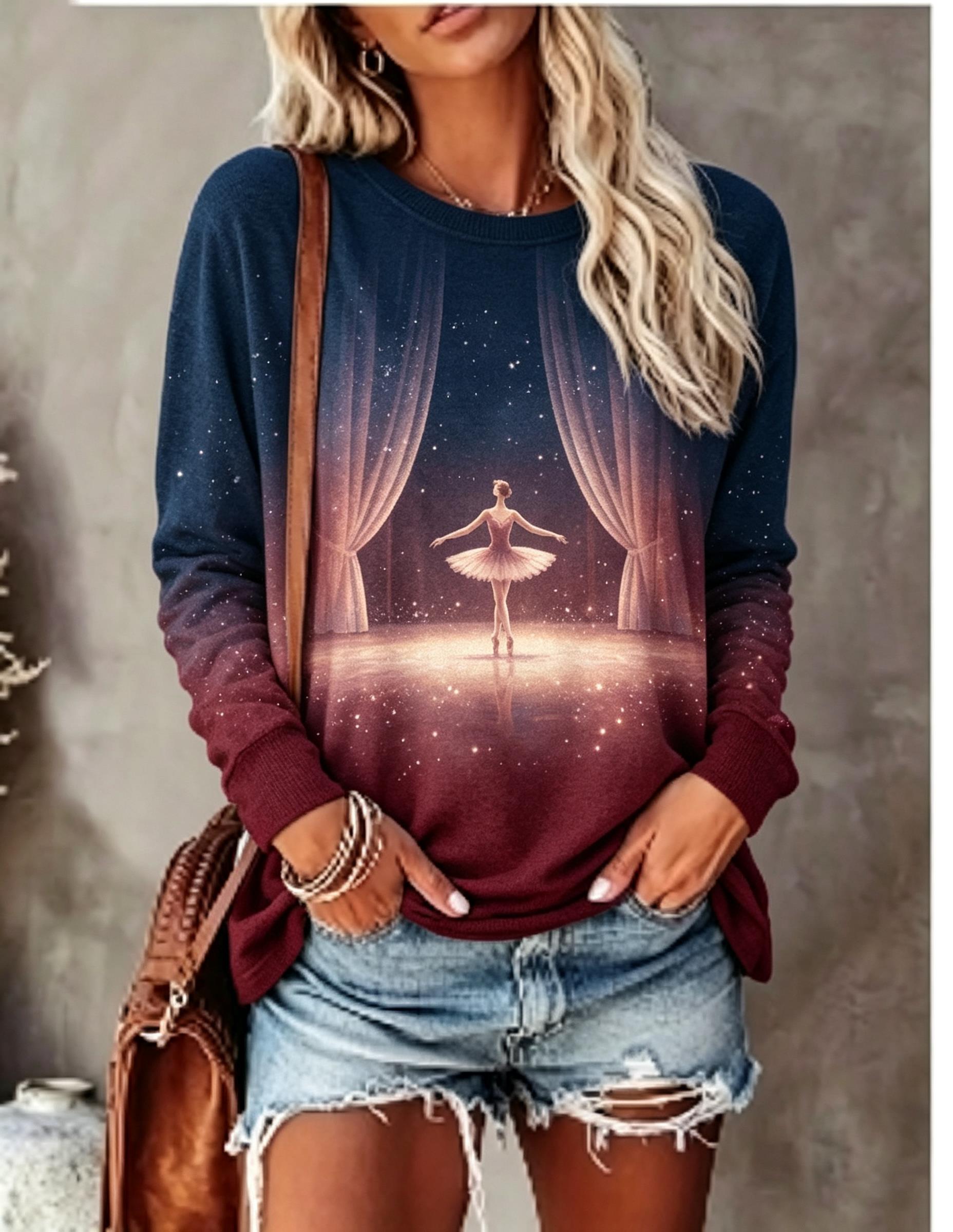 Camiseta Feminina de Manga Lon - Curtain Curtain avaliação e preço