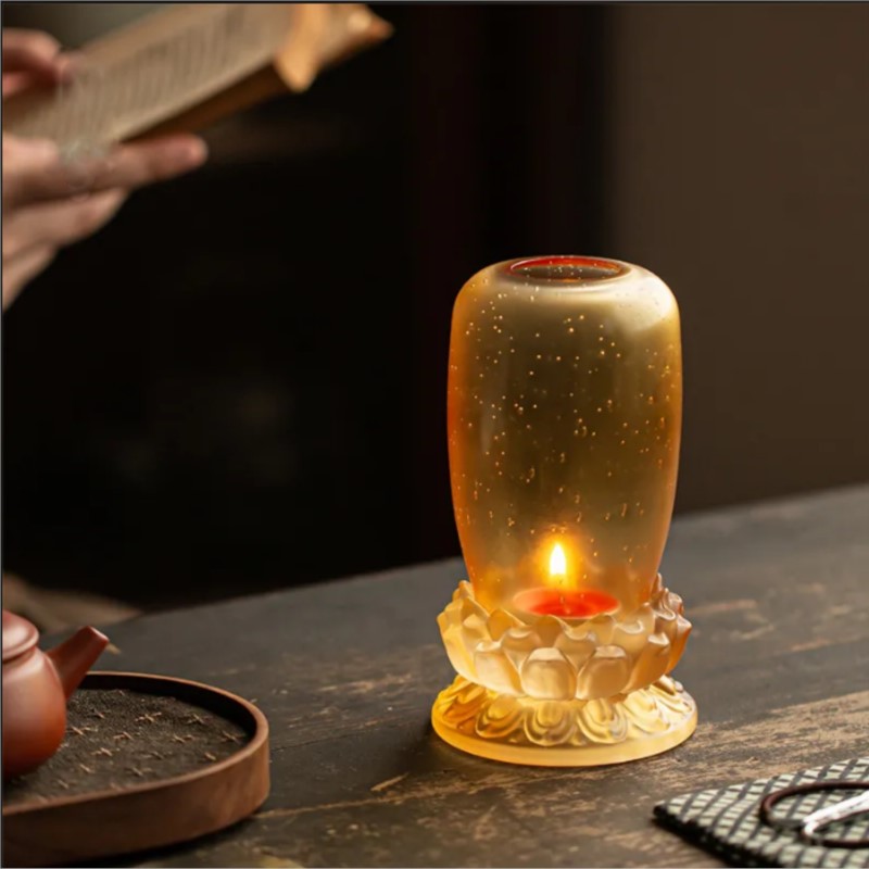 Abajur de Vidro Lótus Antigo p - Candle Holder Decor avaliação e preço